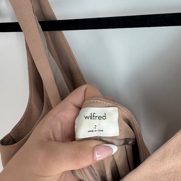 Wilfred Aritzia Classic Career Tan Back Tie Zip Up V Neck Jumpsuit - Picture 4 of 4
